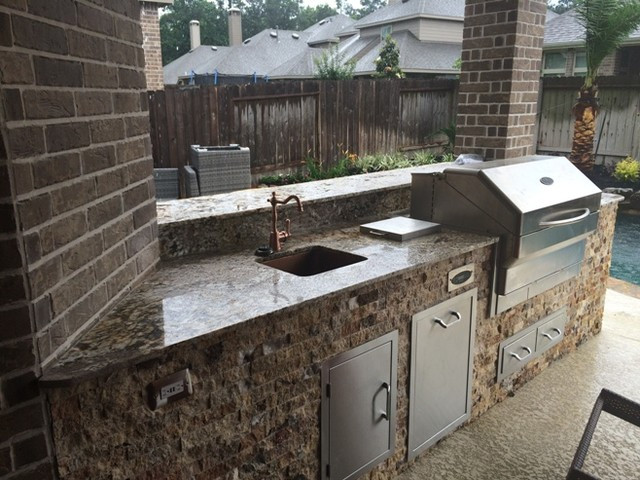 Traeger Outdoor Kitchen
 Houston Outdoor Kitchen With Traeger Grill and Scabos