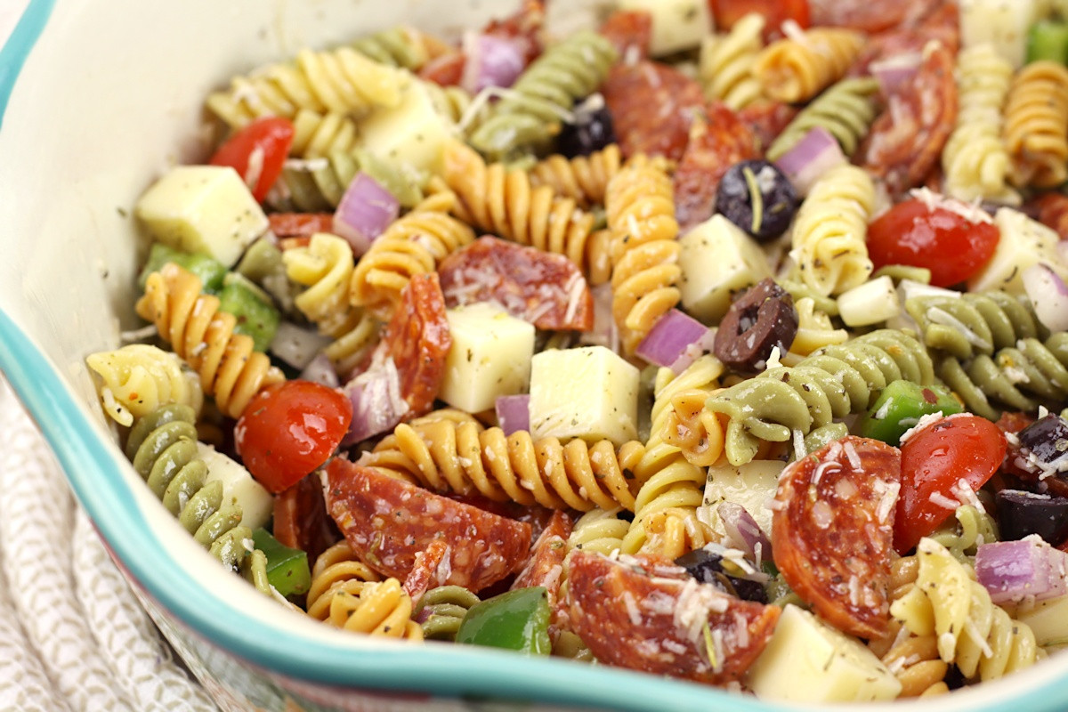 Tri Color Rotini Pasta Salad Recipe
 Classic Pasta Salad for a crowd The Toasty Kitchen