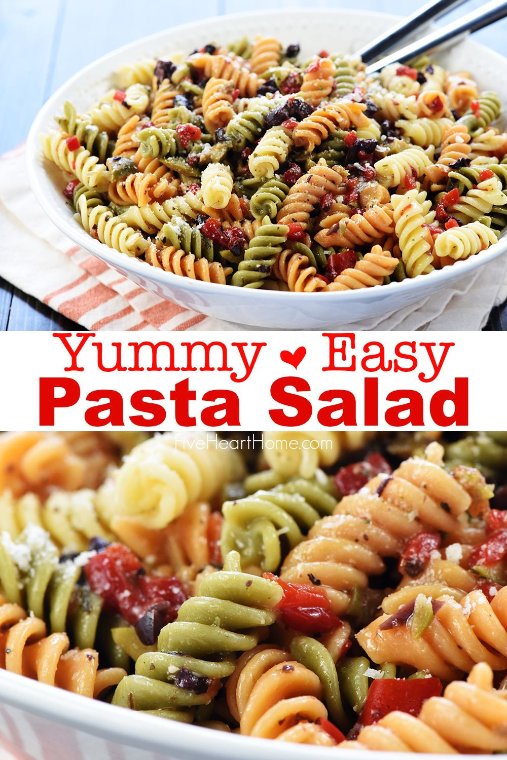 Tri Color Rotini Pasta Salad Recipe
 Easy Pasta Salad features tri color rotini studded with