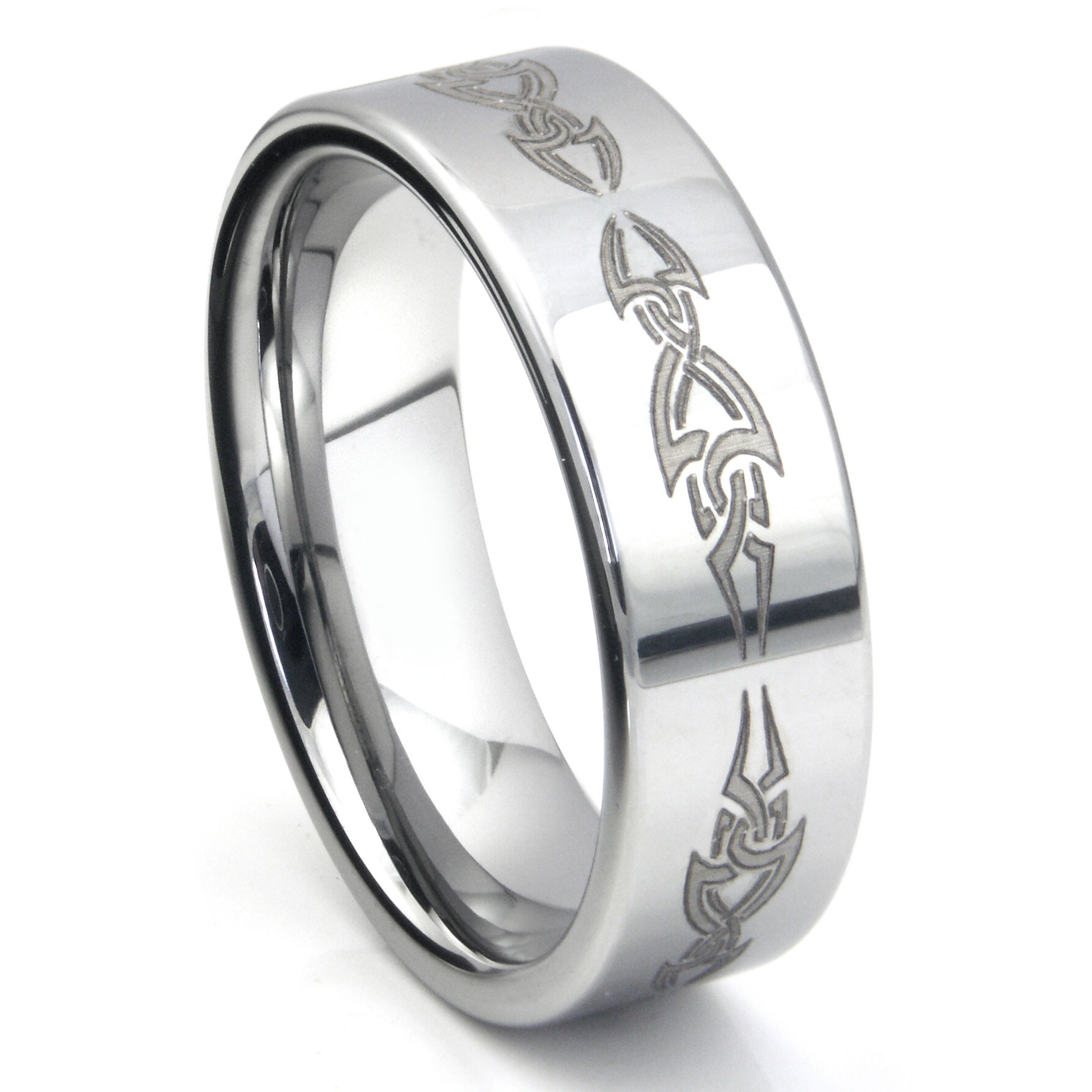 Tribal Wedding Bands
 Tungsten Carbide Laser Engraved Tribal Wedding Band Ring