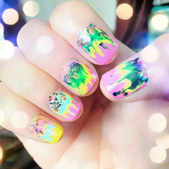 Trippy Nail Designs
 Yellow Trippy and Nail Art All Over