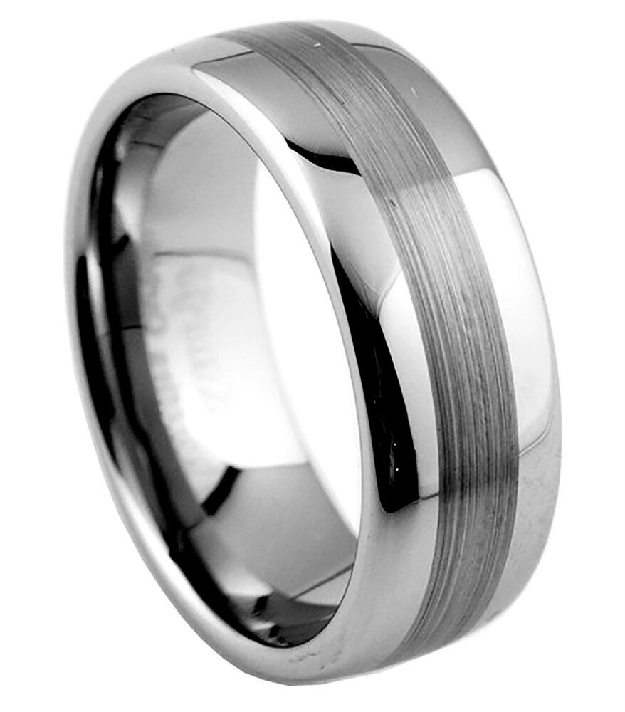 Tungsten Wedding Ring
 8mm Mens Tungsten Carbide Wedding Band Ring Brushed Finish