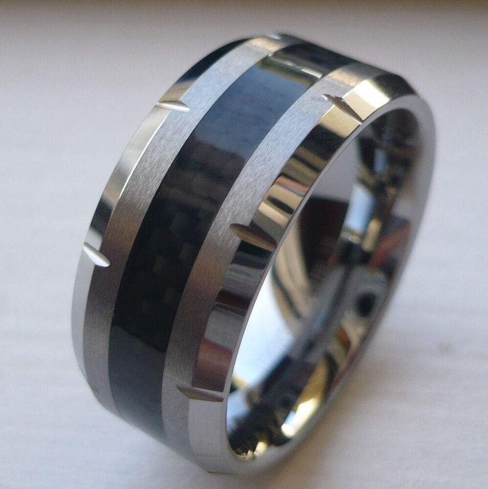 Tungsten Wedding Ring
 10MM MEN S TUNGSTEN CARBIDE WEDDING BAND RING with BLACK