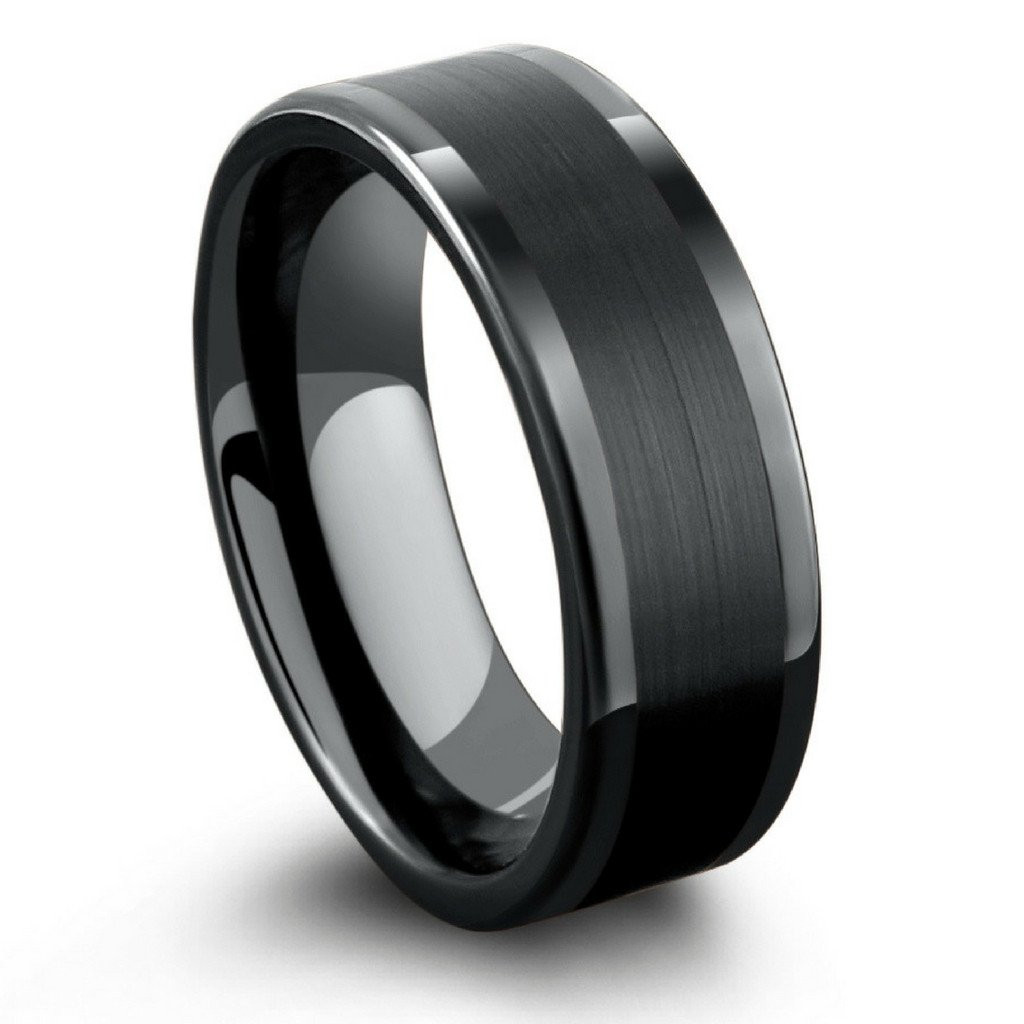 Tungsten Wedding Ring
 Black Tungsten Ring with a Brushed Pipe Design Northern