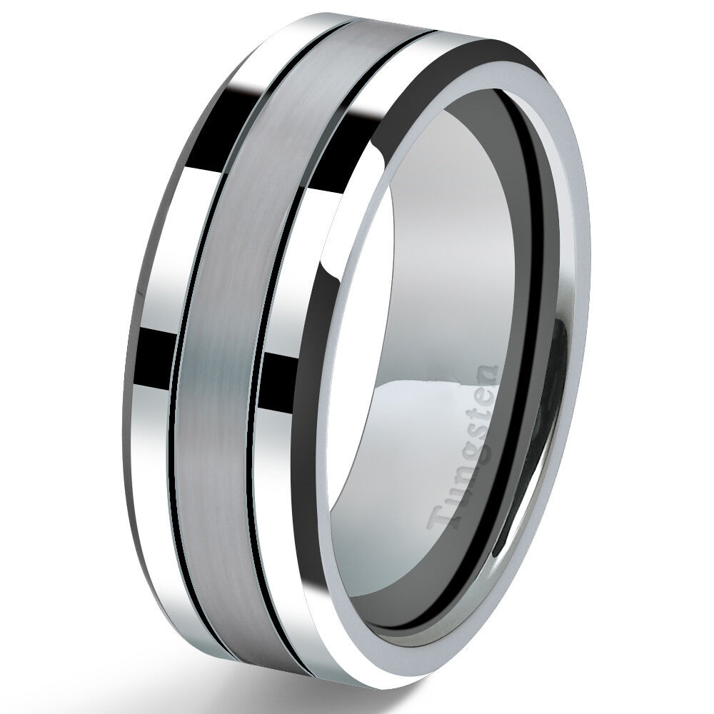 Tungsten Wedding Ring
 Tungsten Carbide Mens Wedding Band Ring 8mm Modern