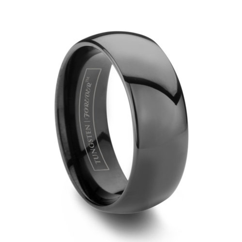 Tungsten Wedding Ring
 8mm Domed Black Tungsten Wedding Band