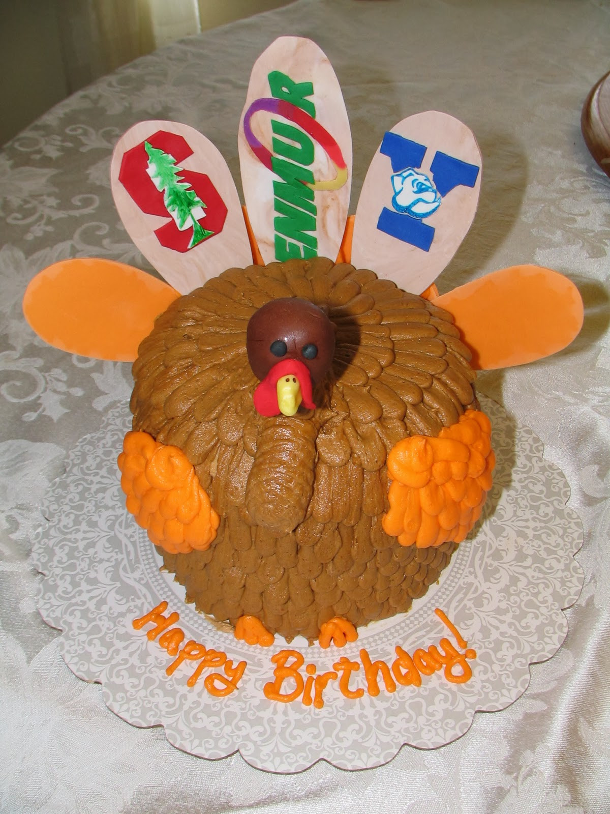 Turkey Birthday Cake
 Piped Dreams Thanksgiving Themed Birthday Cake