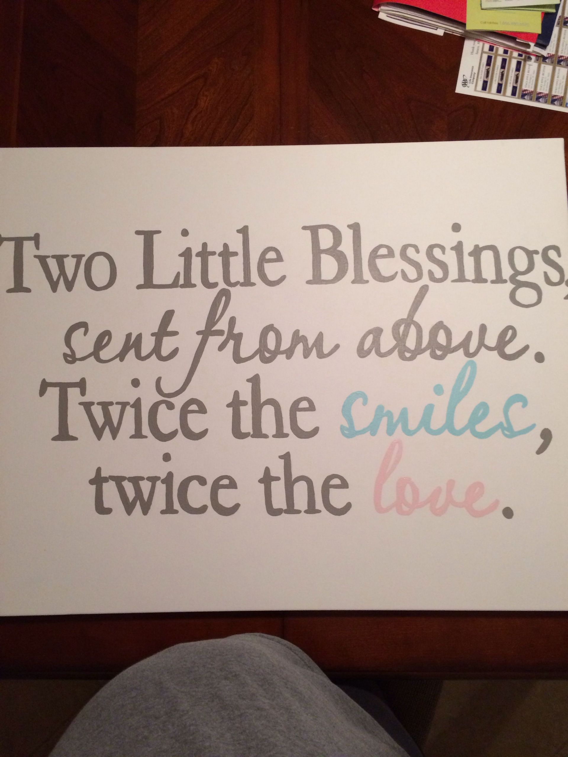 Twins Baby Quotes
 Hand painted canvas for boy girl twin nursery