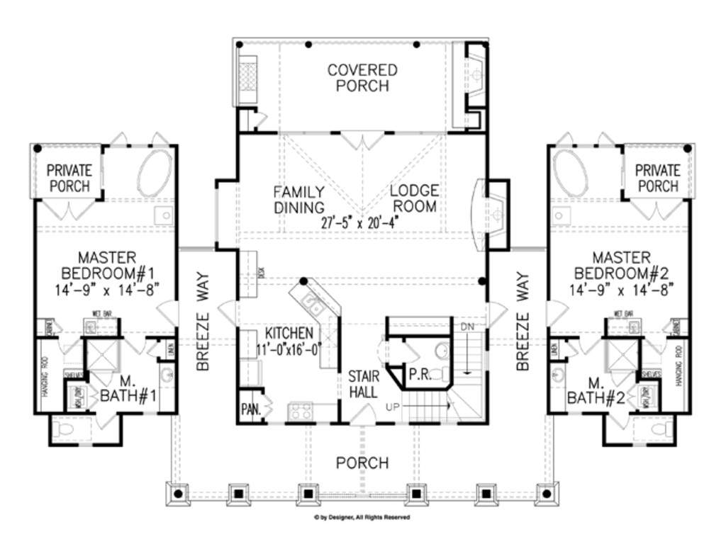 Two Master Bedroom Floor Plan
 Craftsman Style House Plan 2 Beds 2 Baths 1873 Sq Ft