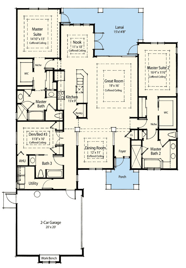 Two Master Bedroom Floor Plan
 Dual Master Suite Energy Saver ZR