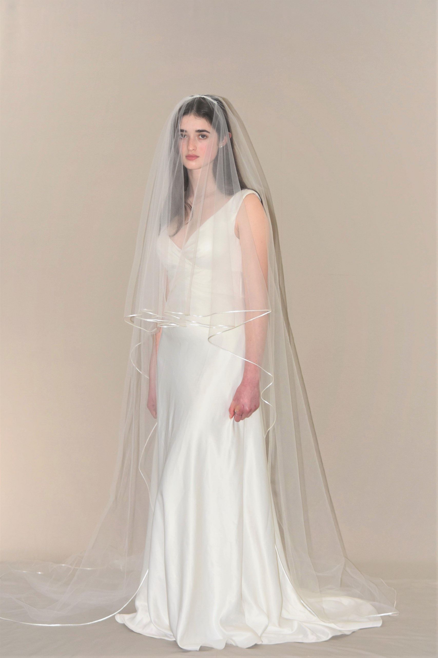 Two Tier Wedding Veil
 Two Tier Cathedral Veil with 1 8" Satin Cord Rattail Edge