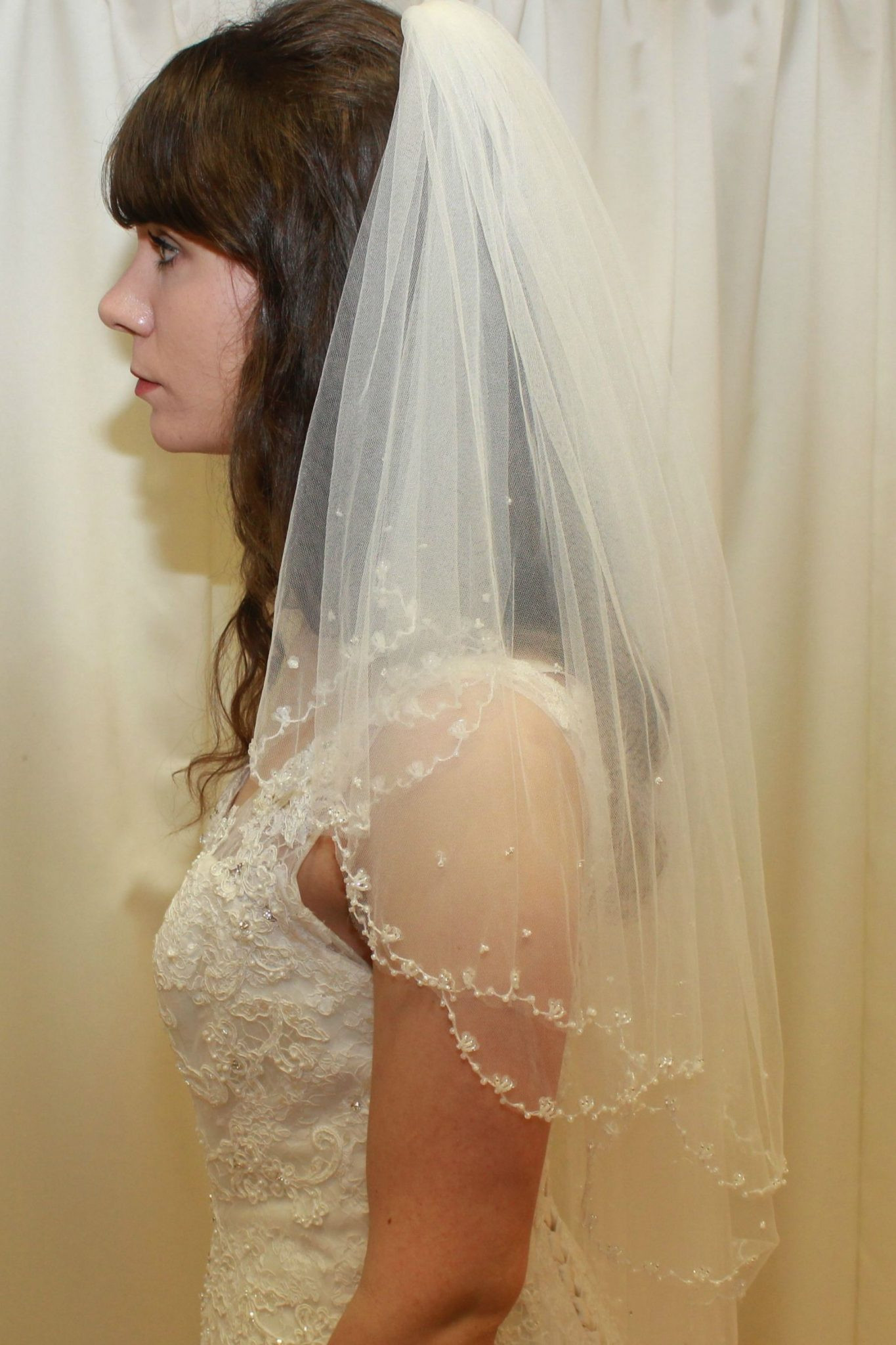 Uk Wedding Veils
 Beaded Edge Two Tier Tulle Wedding Veil