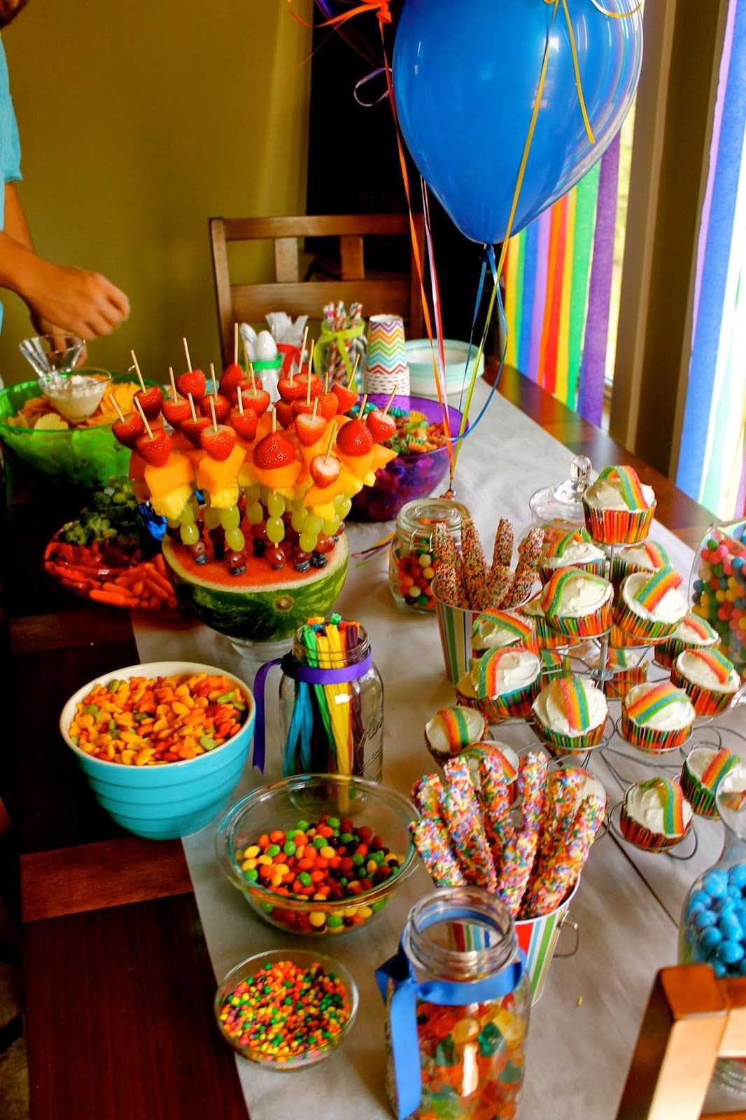 Unicorn Party Food Ideas Pony Tails
 Rainbow themed birthday party ideas