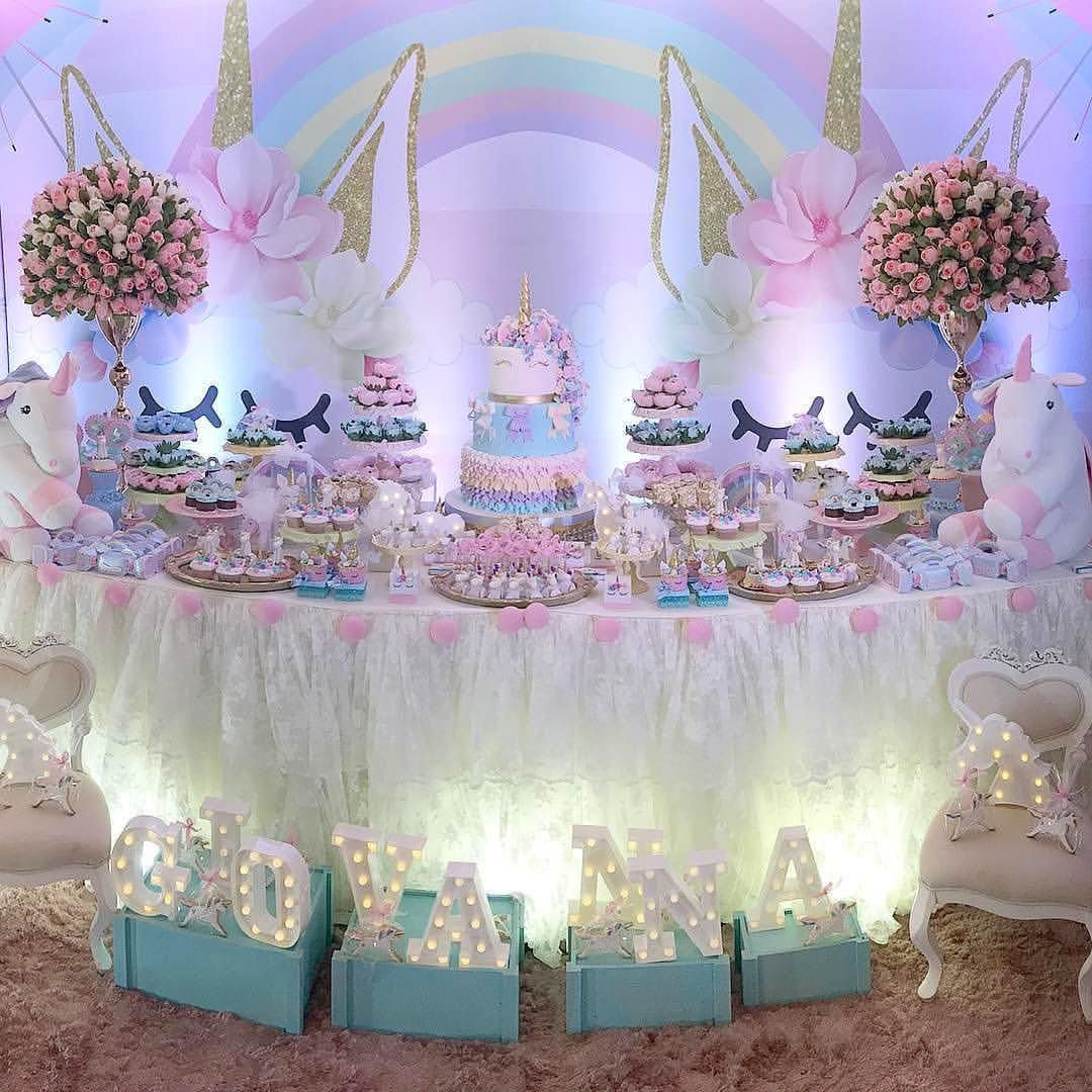 Unicorn Party Table Ideas
 Beautiful unicorn theme dessert table and decoration