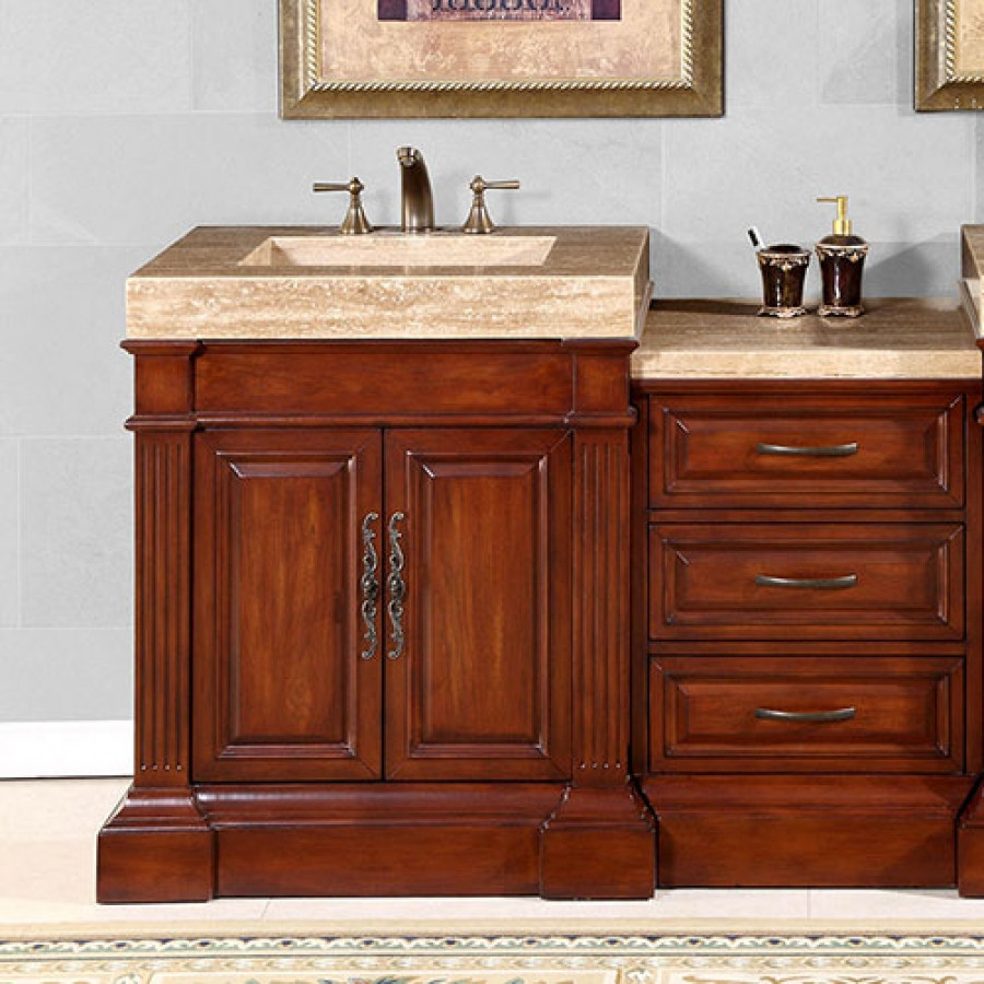 Unique Bathroom Vanity
 51 Inch Single Sink Vanity with a Unique Travertine Top