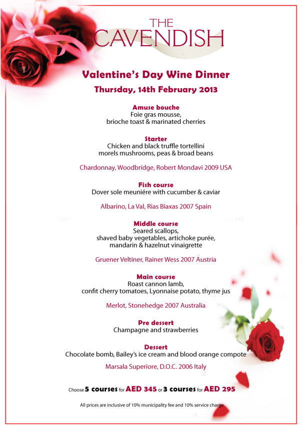 Valentine Day Dinner Menu
 2013’s first guest mentswednesday Plus some