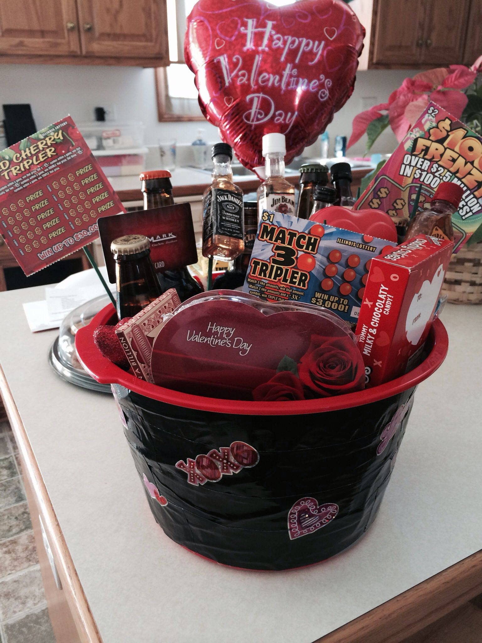 Valentine'S Day Gift Baskets Ideas
 Valentines day basket for him I used 6 IPA beers