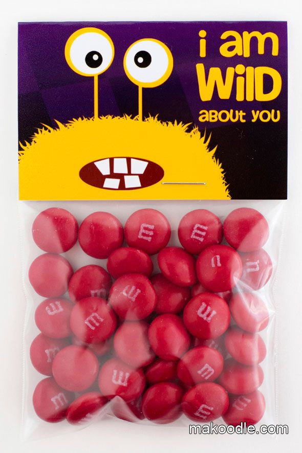 Valentine'S Day Treats &amp; Diy Gift Ideas
 I Am Wild About You Monster Valentine Valentines