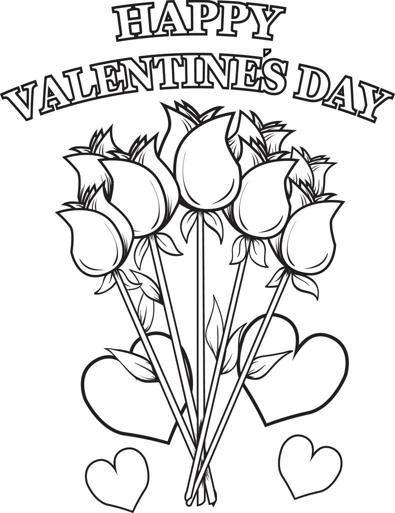 Valentines Day Coloring Pages For Kids
 FREE Printable Happy Valentine s Day Flowers Coloring Page