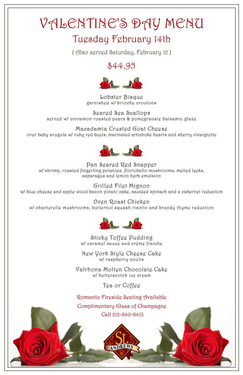 Valentines Dinner Menus
 Valentine s Dinner 2012 MurphGuide NYC Bar Guide