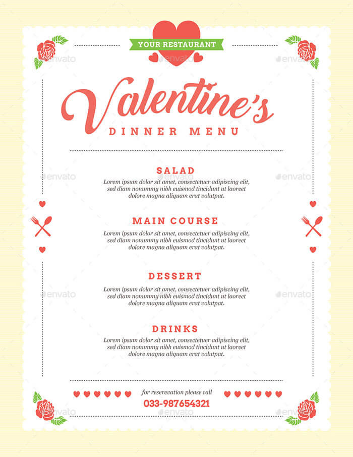 Valentines Dinner Menus
 Valentine s Day Menu Templates 10 Menu Design in PSD