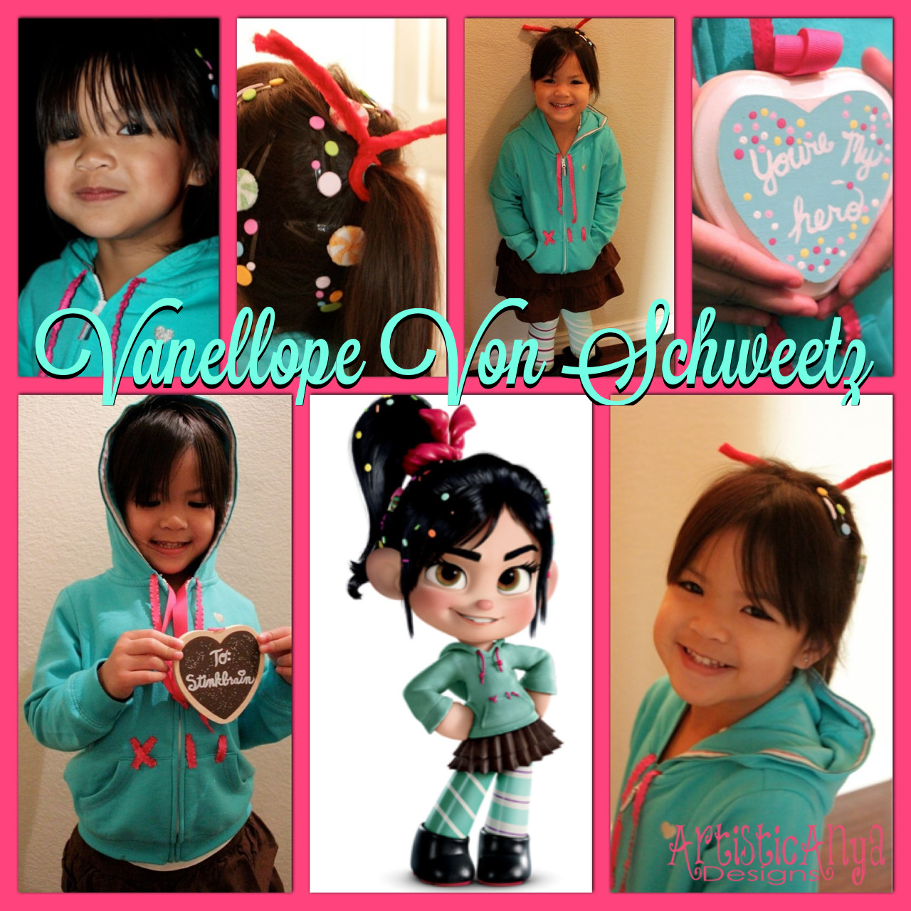 Vanellope Von Schweetz Costume DIY
 Artistic Anya Designs DIY Vanellope and Fix It Felix Jr