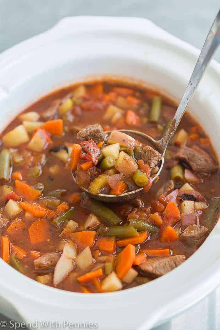 Vegetable Beef Soup Recipes Slow Cooker
 Slow Cooker Ve able Beef Soup Stovetop  Spend