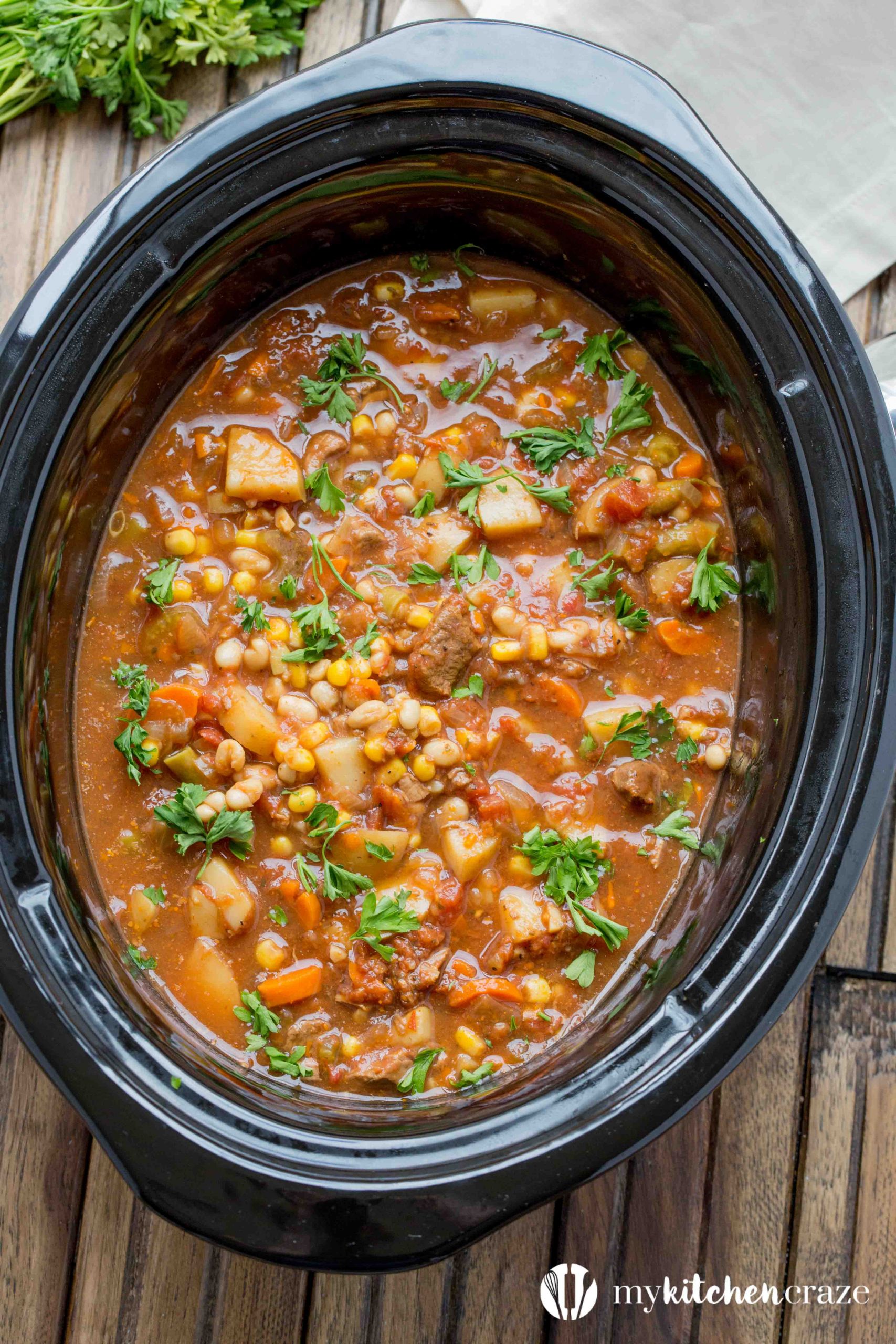 Vegetable Beef Soup Recipes Slow Cooker
 Slow Cooker Beef and Ve able Soup My Kitchen Craze