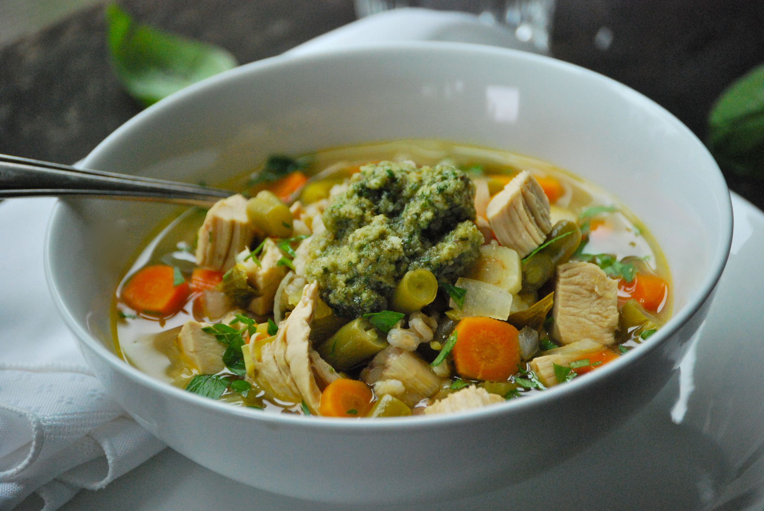 Vegetable Chicken Soup
 Roasted Chicken Ve able Soup with Lemon and Pesto