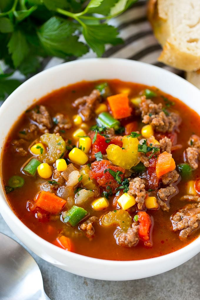 Vegetable Ground Beef Soup Recipes
 Hamburger Soup Dinner at the Zoo