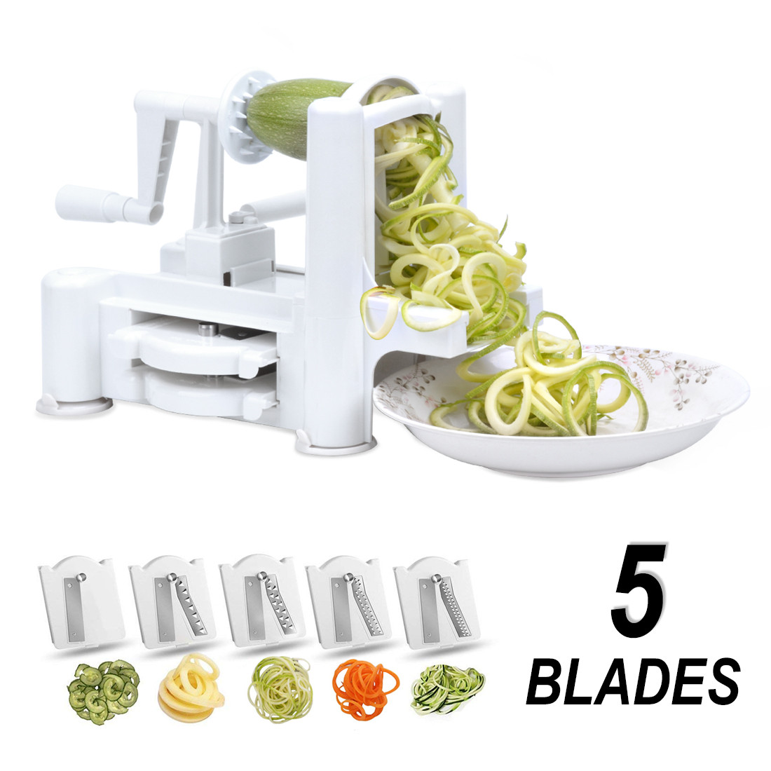 Veggie Spaghetti Maker
 Hot 5 Blade Fruits and Ve able Spiralizer Cutter Slicer