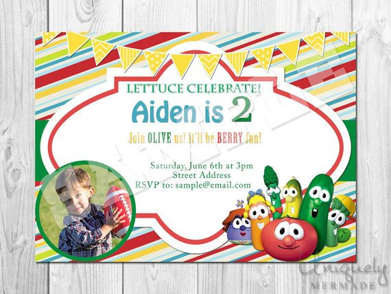 Veggie Tales Birthday Invitations
 Top 50 ideas about Veggie tales birthday party on