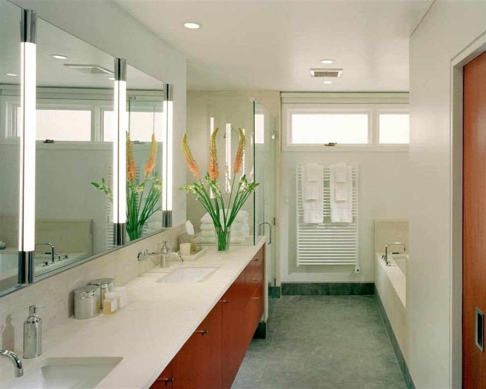 Vertical Bathroom Light
 attractive vertical bar lights beside on between mirrors