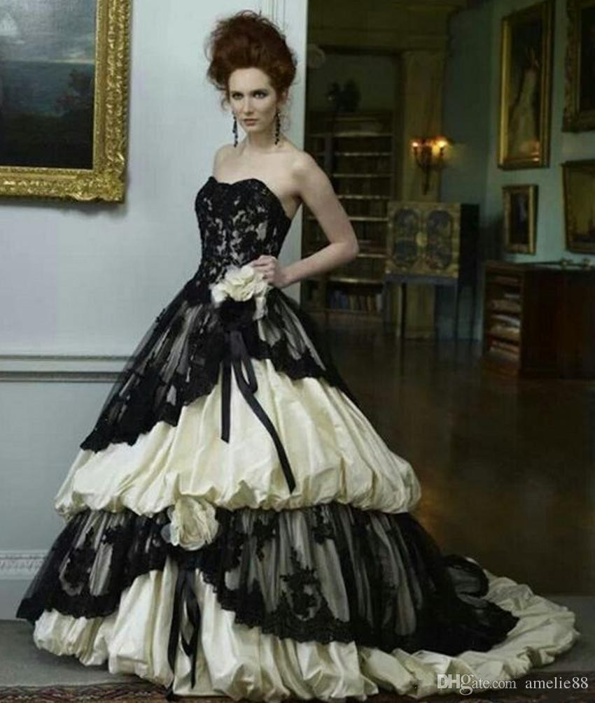 Victorian Style Wedding Dresses
 Victorian Style Wedding Dress Black And Ivory Sweetheart