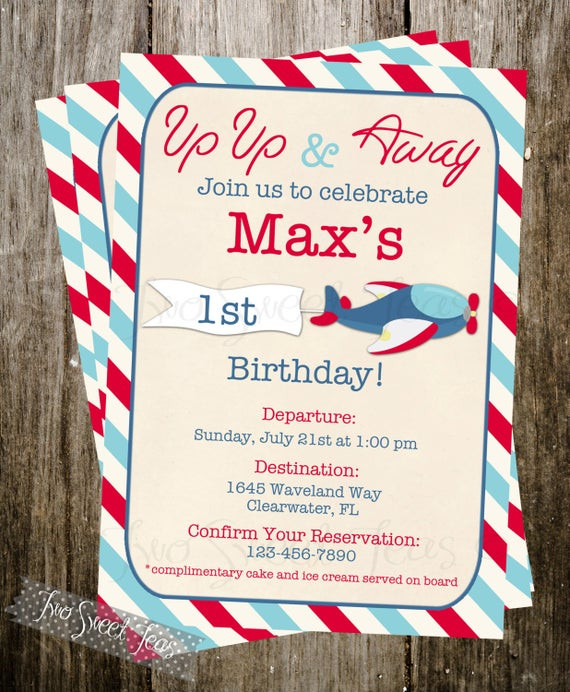 Vintage Airplane Birthday Invitations
 Airplane vintage Invitation plane pilot aviation by 2SweetTeas