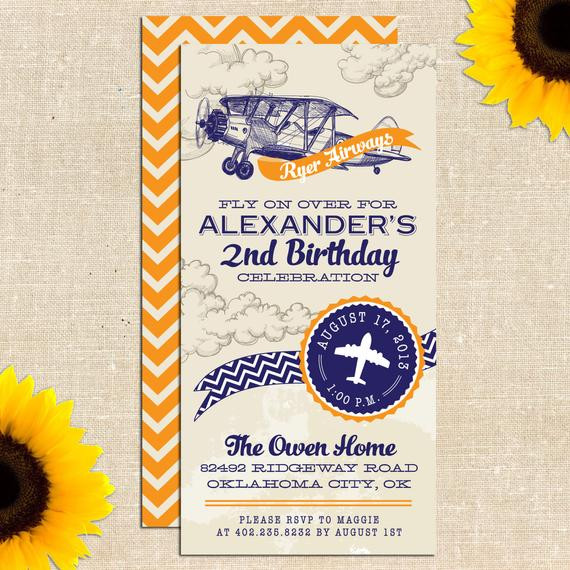 Vintage Airplane Birthday Invitations
 Vintage Airplane Birthday Party Printed by YellowBrickGraphics