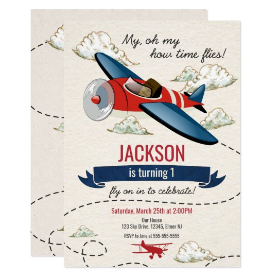 Vintage Airplane Birthday Invitations
 Airplane Birthday Invitation Vintage Time Flies