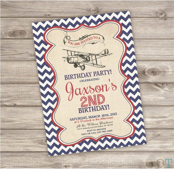 Vintage Airplane Birthday Invitations
 Vintage Airplane Birthday Printable Invitations Rustic Theme