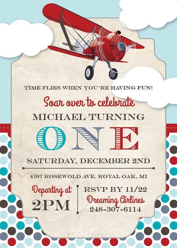 Vintage Airplane Birthday Invitations
 Airplane Birthday Party Invitation by DreamingInPaperEtsy