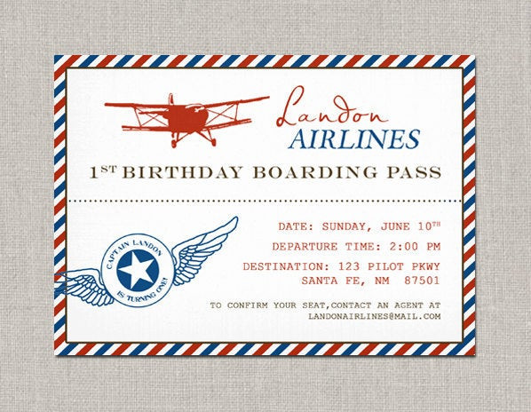 Vintage Airplane Birthday Invitations
 Vintage Airplane Birthday Invitation by announcingyou on Etsy