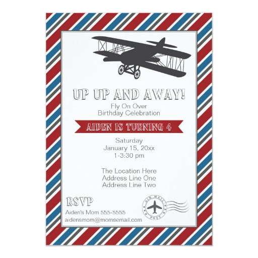 Vintage Airplane Birthday Invitations
 Vintage Airplane Birthday Invitation