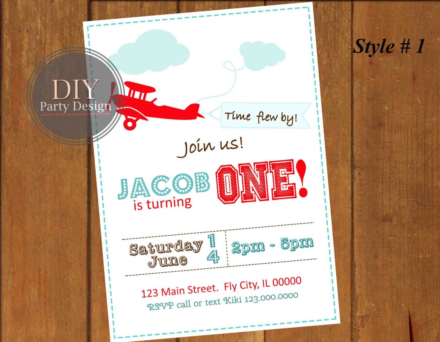 Vintage Airplane Birthday Invitations
 Vintage Airplane Birthday Invitation First Birthday