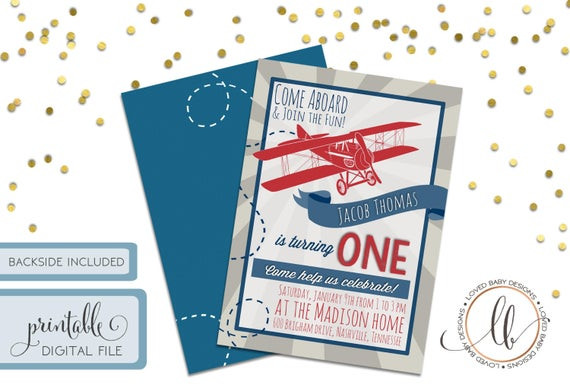 Vintage Airplane Birthday Invitations
 Vintage Airplane Birthday Invitation DIY Printable