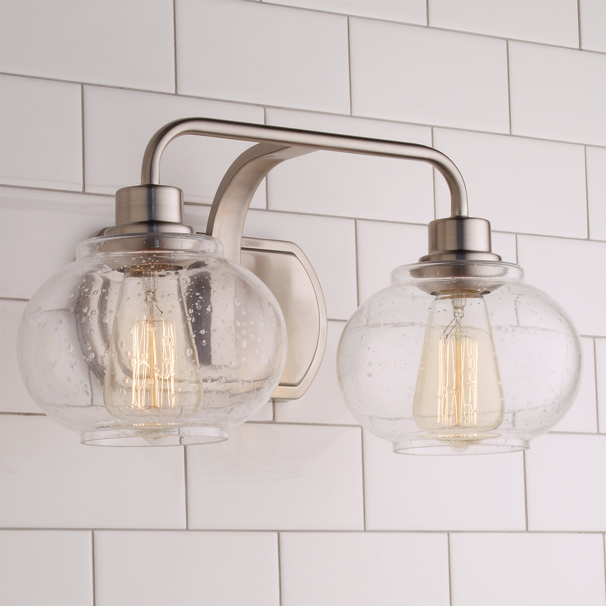 Vintage Bathroom Lights
 Seeded Globe Vintage Bath Light 2 Light Shades of Light