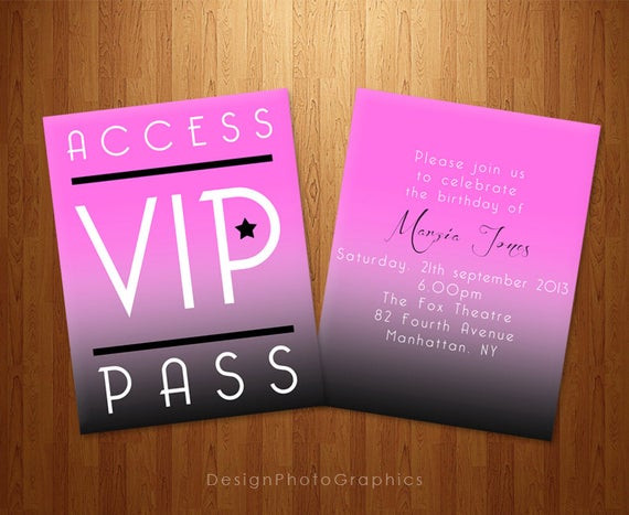 Vip Birthday Invitations
 Printable Birthday Invitation Vip Pass invitations party