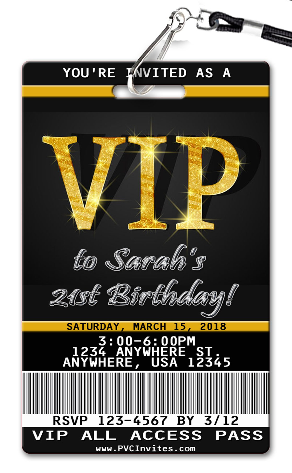 Vip Birthday Invitations
 VIP Pass Birthday Invitation PVC Invites VIP Birthday