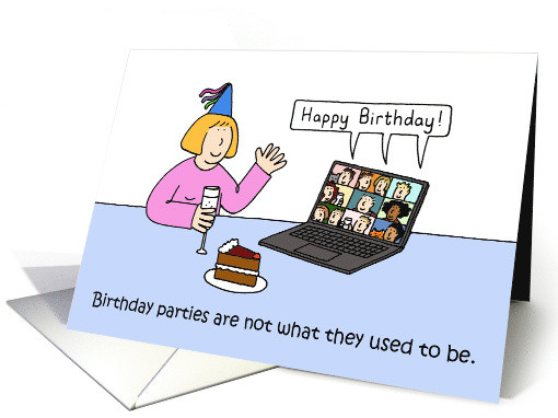 Virtual Birthday Card
 Coronavirus Self isolating Virtual Birthday Party Cartoon