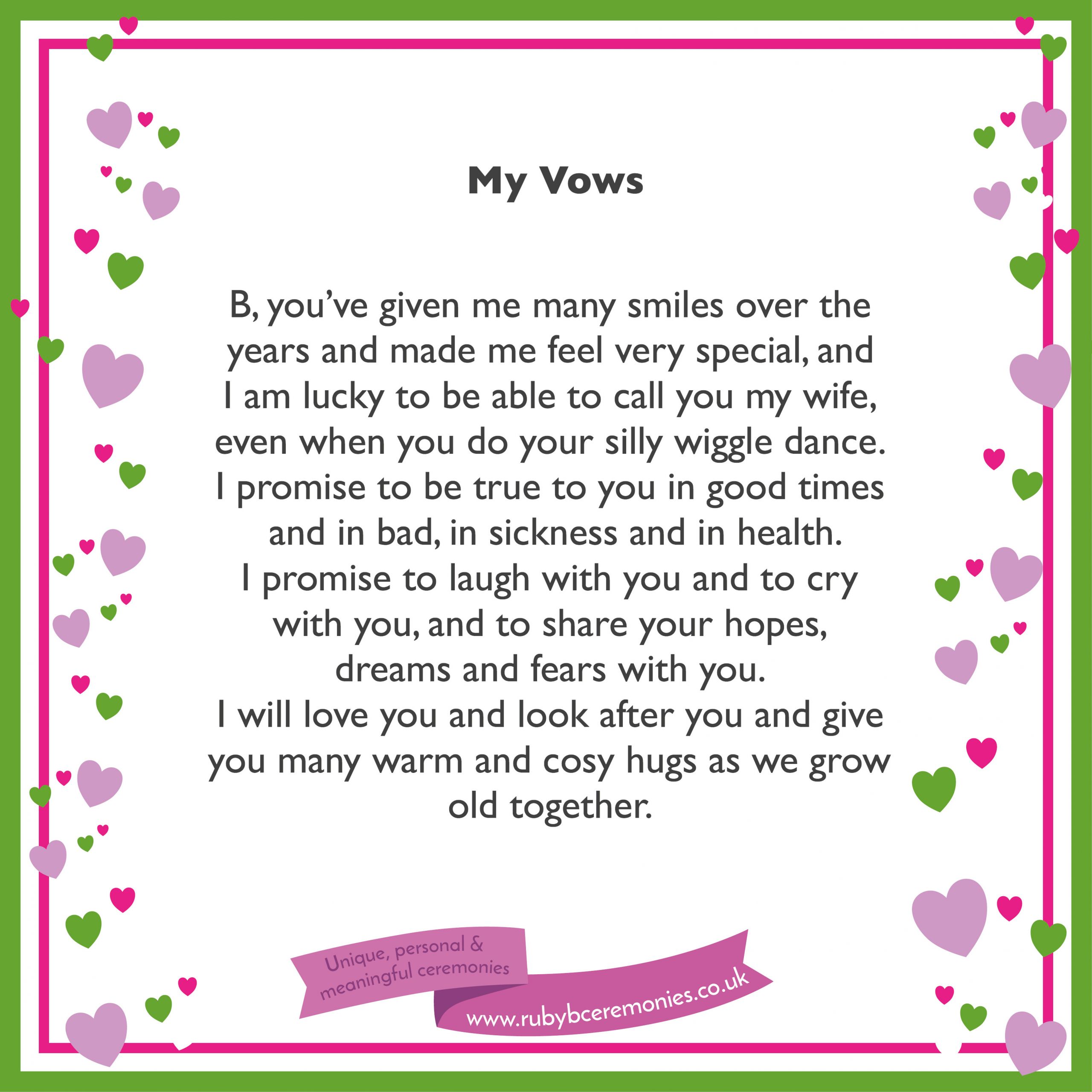 Vows For Wedding
 A simple way to write your wedding vows Ruby B