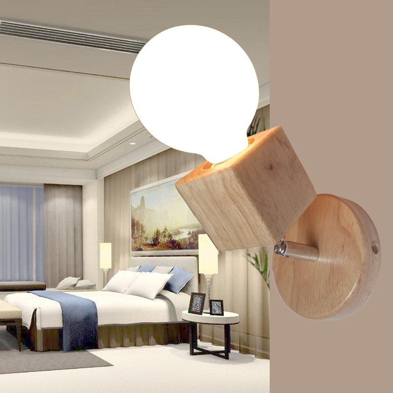 Wall Mounted Bedroom Lighting
 Modern Wall Lamps Bedroom Wall Lights Oak Wood Adjustable