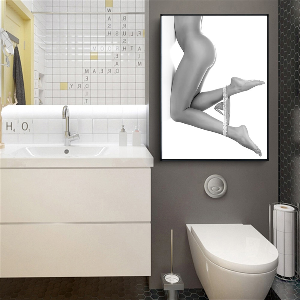 Wall Pictures For Bathroom
 Modern Printed y Lady Long Legs Canvas Painting Wall